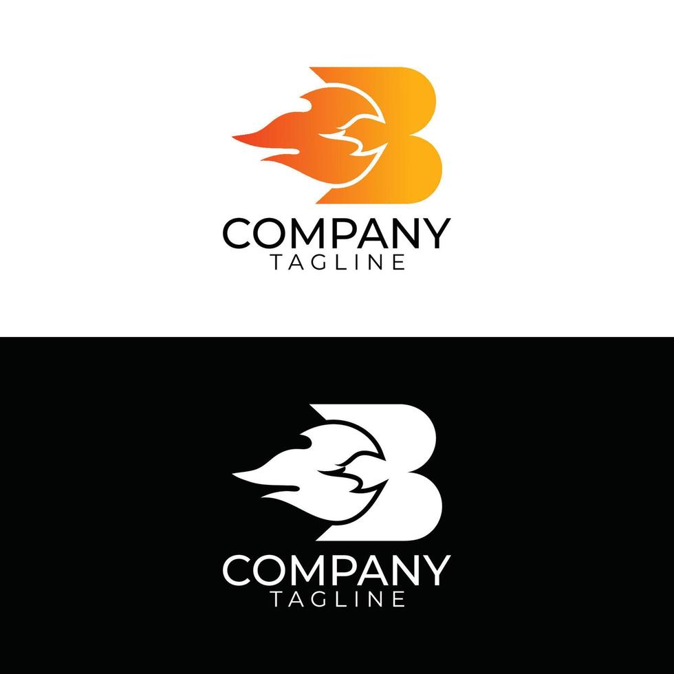 b design de logotipo de fogo e modelos de vetor premium