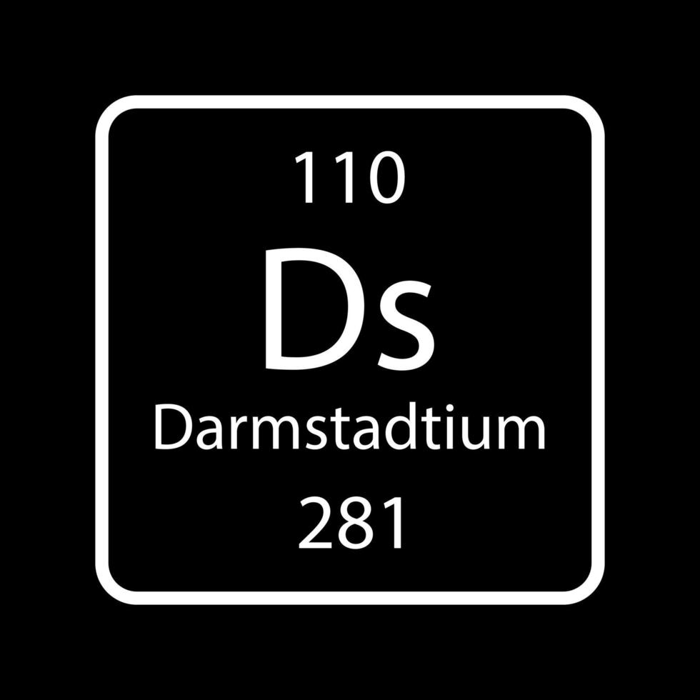 símbolo de darmstádio. elemento químico da tabela periódica. ilustração vetorial. vetor