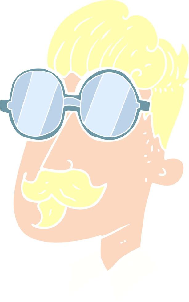 ilustração de cor lisa de homem com bigode e óculos vetor