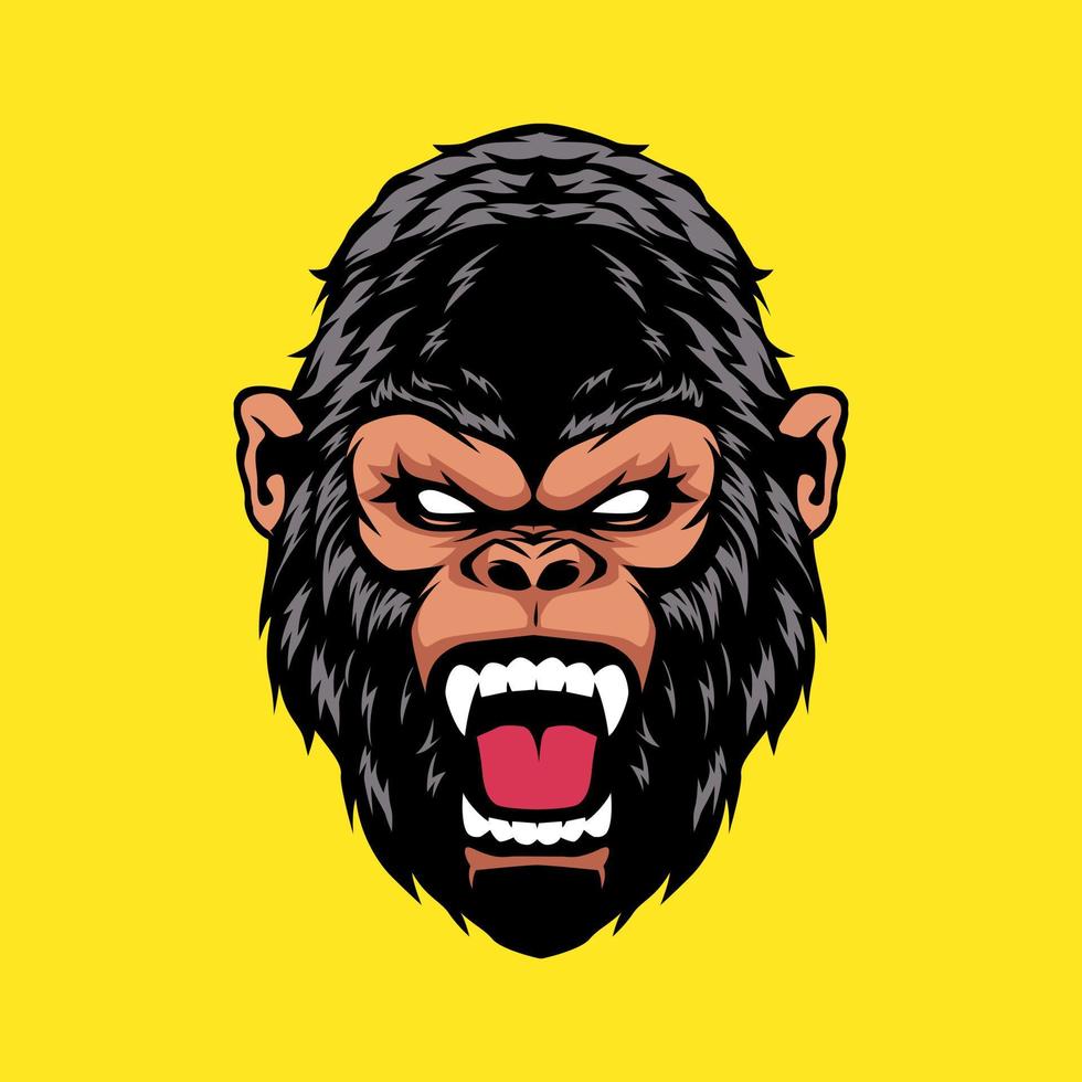 ilustração de logotipo de jogos de mascote de cabeça de gorila vetor