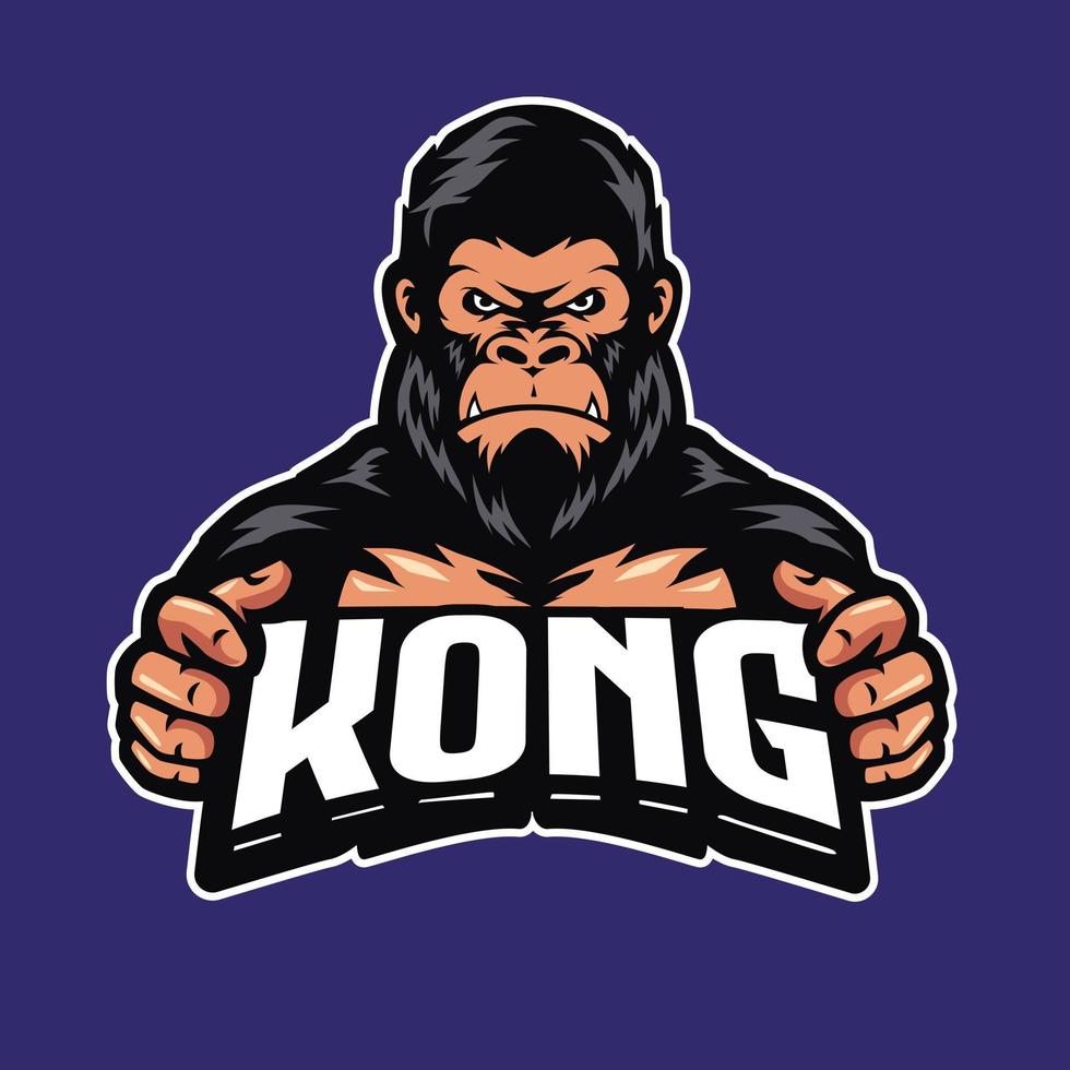ilustração de logotipo de jogos de mascote de cabeça de gorila vetor