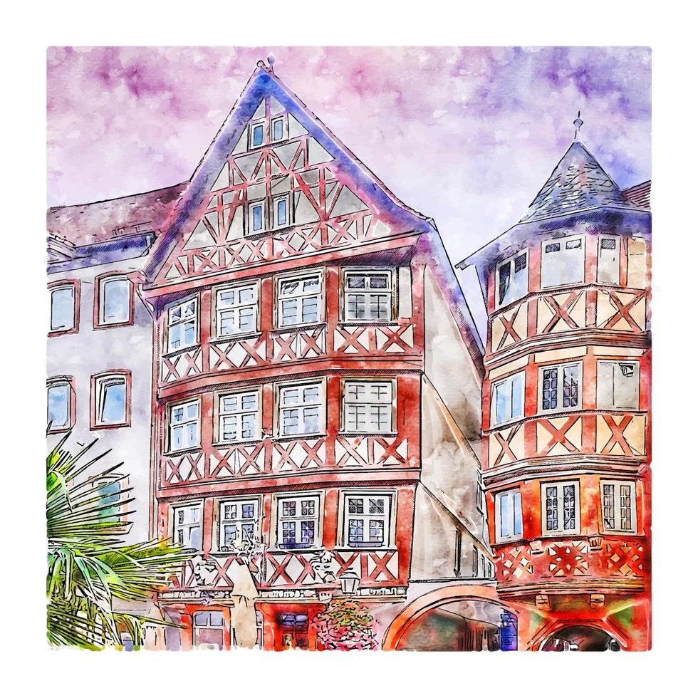 wertheim baden wurttemberg alemanha esboço em aquarela ilustração desenhada à mão vetor