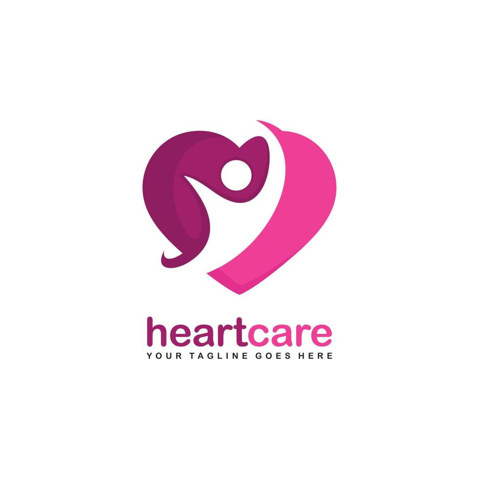 logotipo de cuidados com o coração. vetor de design de logotipo de cuidados de saúde