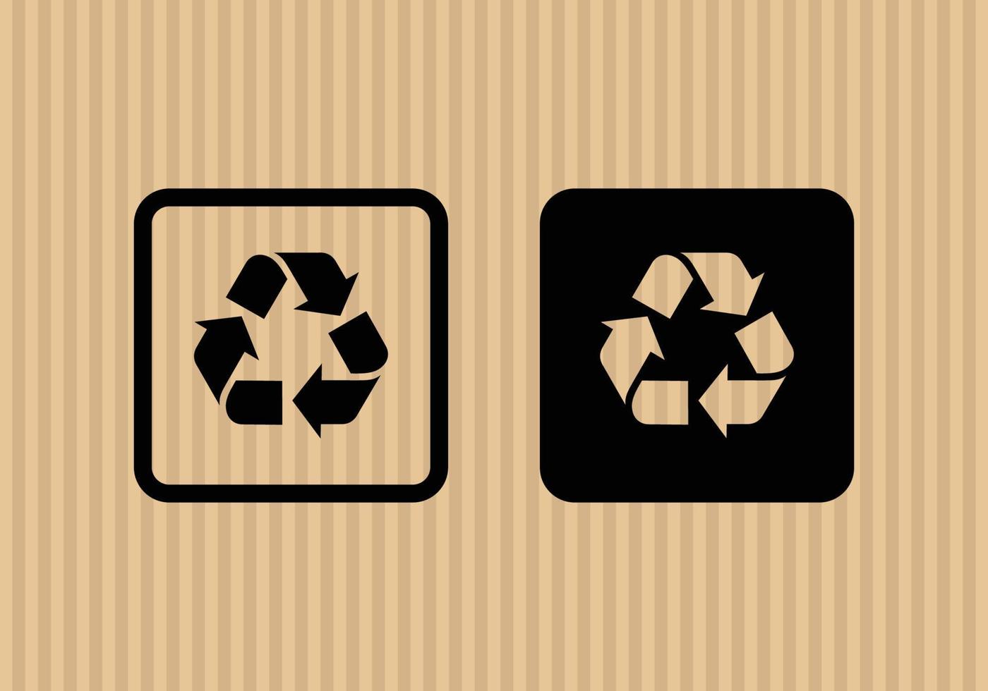 ilustração vetorial de ícone plano simples reciclado com fundo de textura de papelão vetor