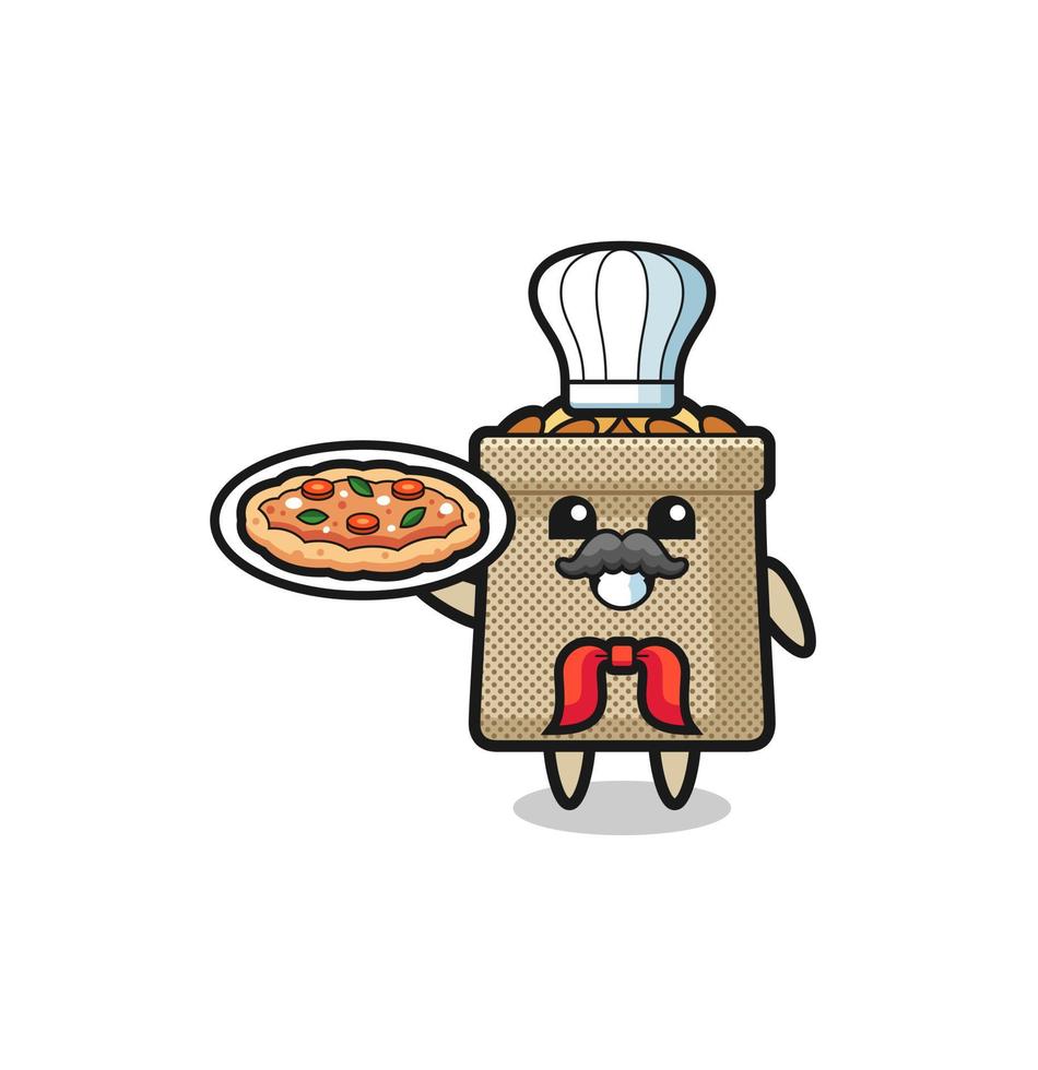 personagem de saco de trigo como mascote do chef italiano vetor