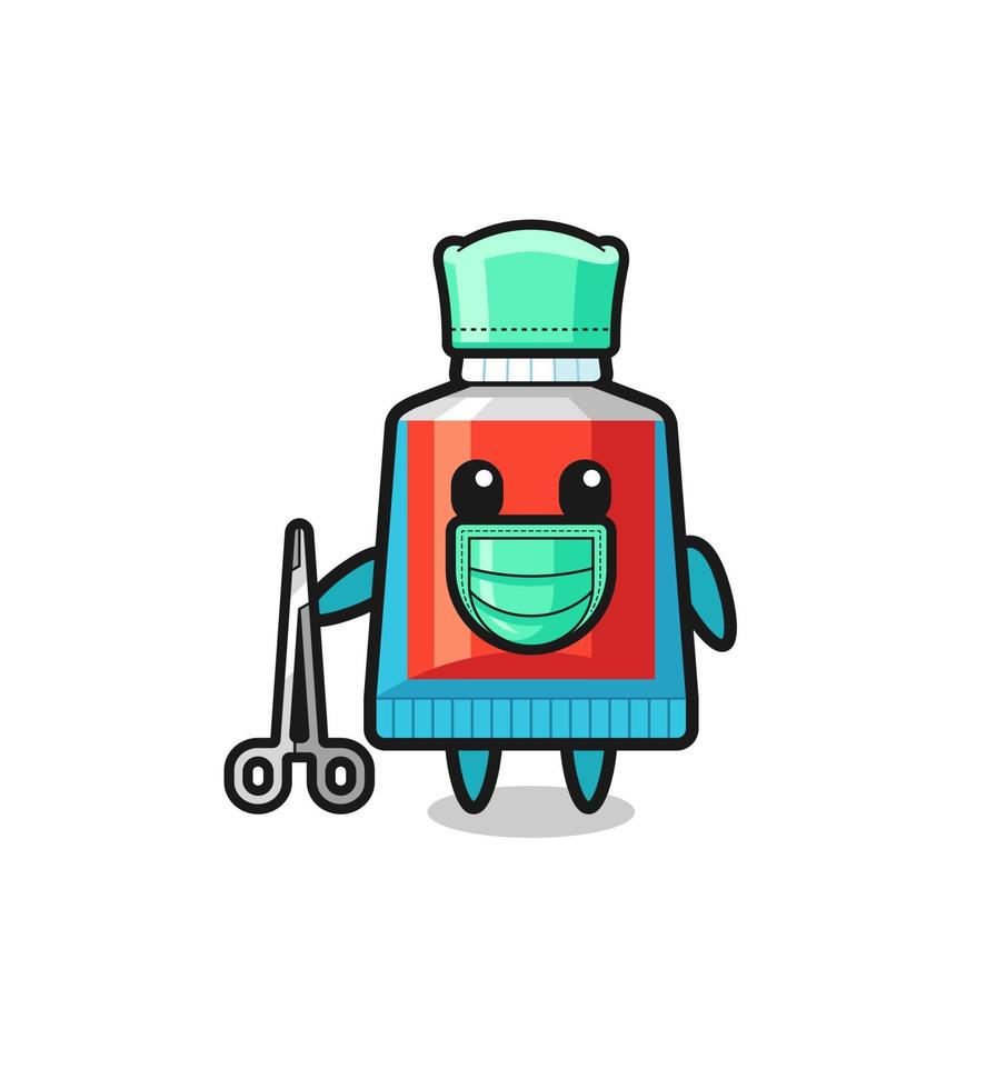 personagem de mascote de pasta de dente cirurgião vetor