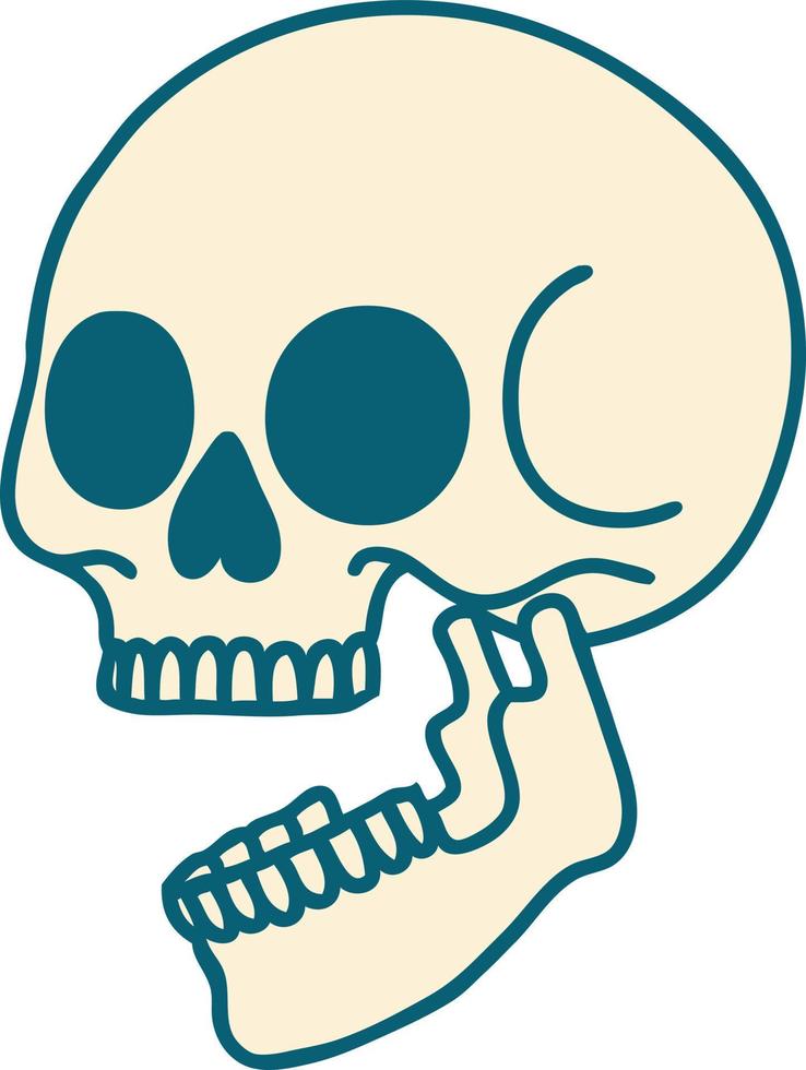 imagem de estilo de tatuagem icônica de um crânio vetor