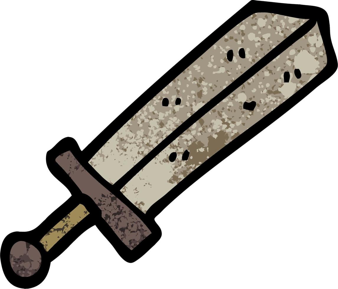 espada de desenho de ilustração texturizada grunge vetor