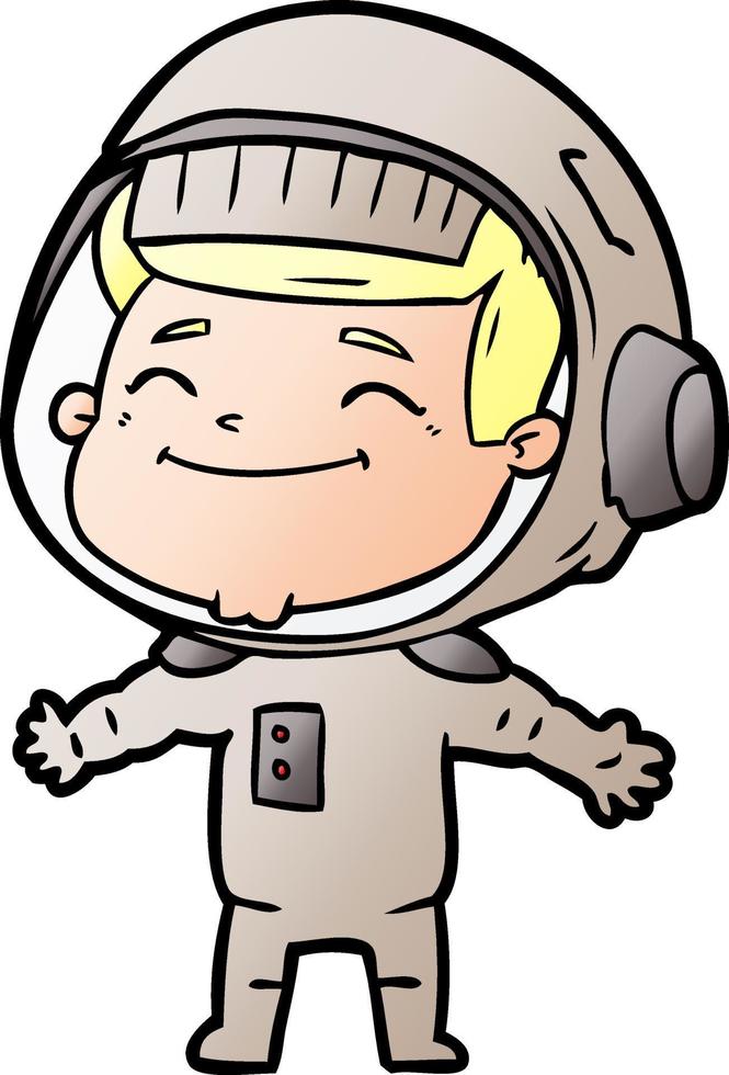 astronauta de desenho animado feliz vetor