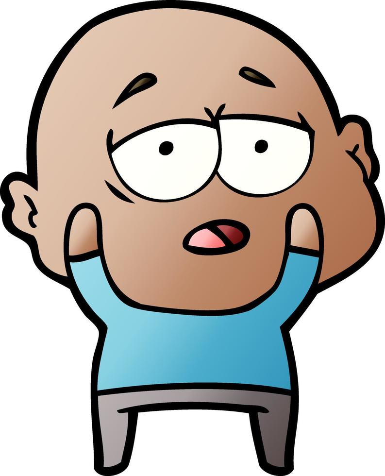 homem careca cansado dos desenhos animados vetor