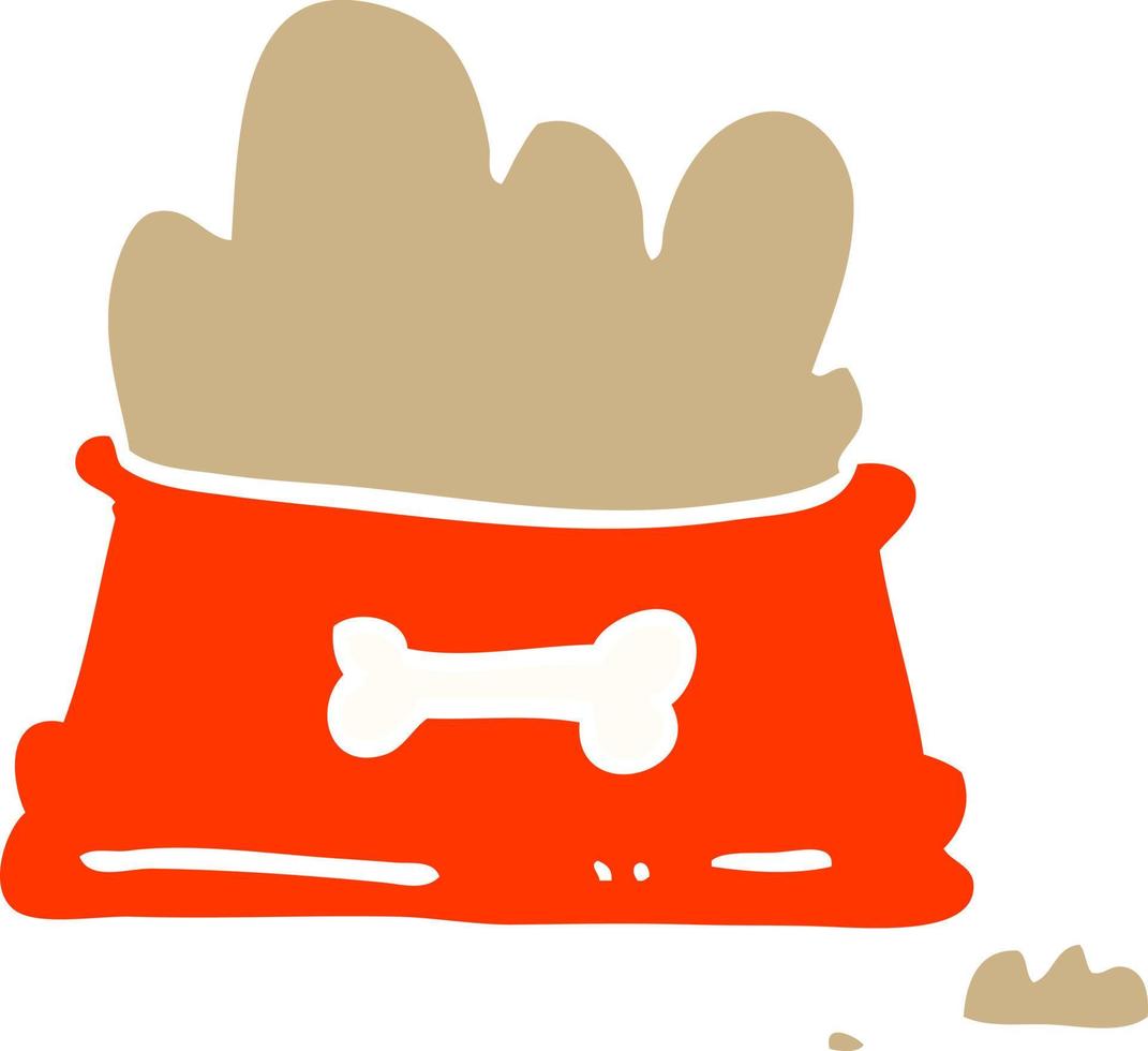 tigela de comida de cachorro de desenho animado de ilustração de cor plana vetor