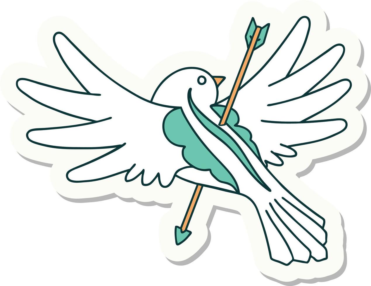 adesivo de tatuagem em estilo tradicional de uma pomba perfurada com flecha vetor