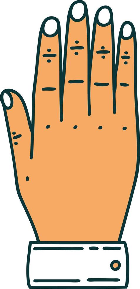 imagem icônica do estilo de tatuagem de uma mão vetor