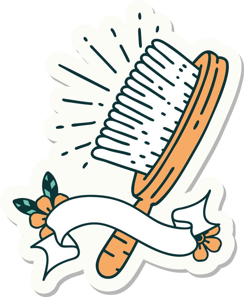 adesivo de uma escova de cabelo estilo tatuagem vetor