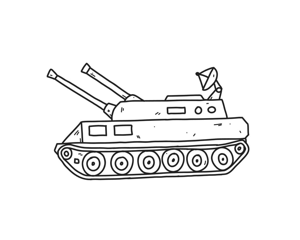 ilustração desenhada à mão do tanque para colorir e arte de linha. crianças colorindo para educação. vetor