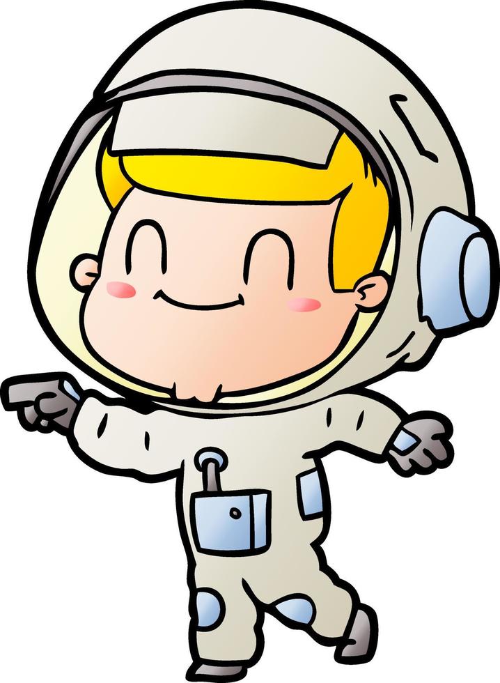 homem de astronauta de desenho animado feliz vetor