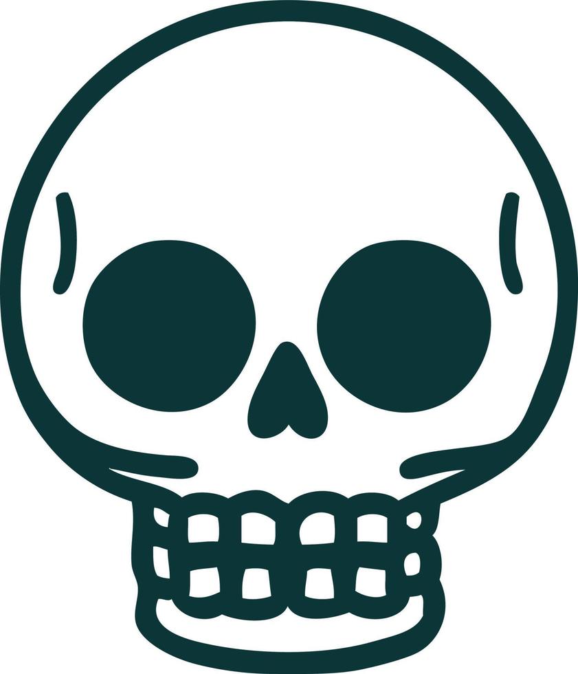 imagem de estilo de tatuagem icônica de um crânio vetor