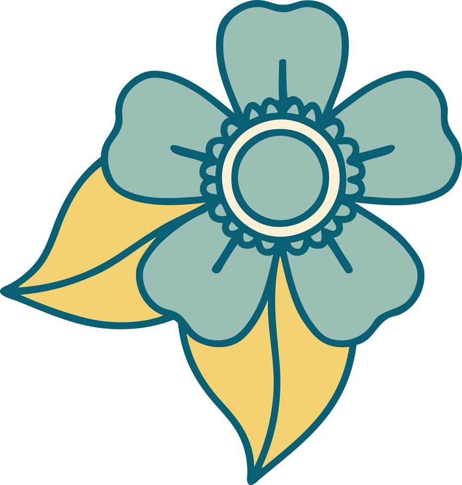 imagem de estilo de tatuagem icônica de uma flor vetor