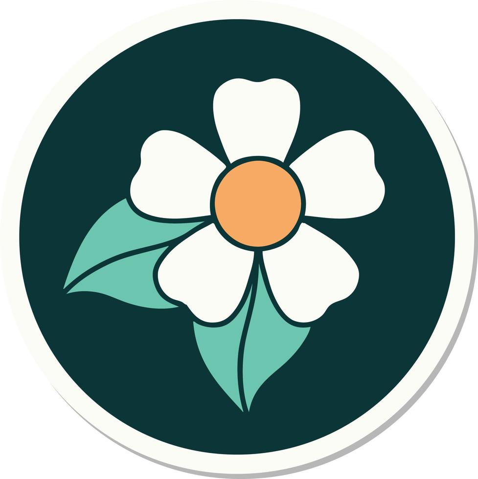 adesivo de tatuagem em estilo tradicional de uma flor vetor