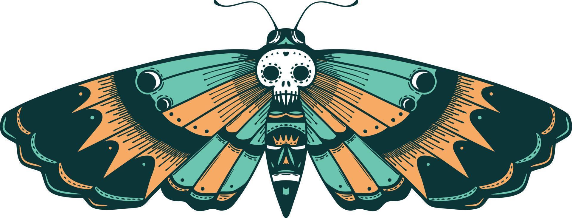 imagem icônica do estilo de tatuagem de uma mariposa da cabeça da morte vetor