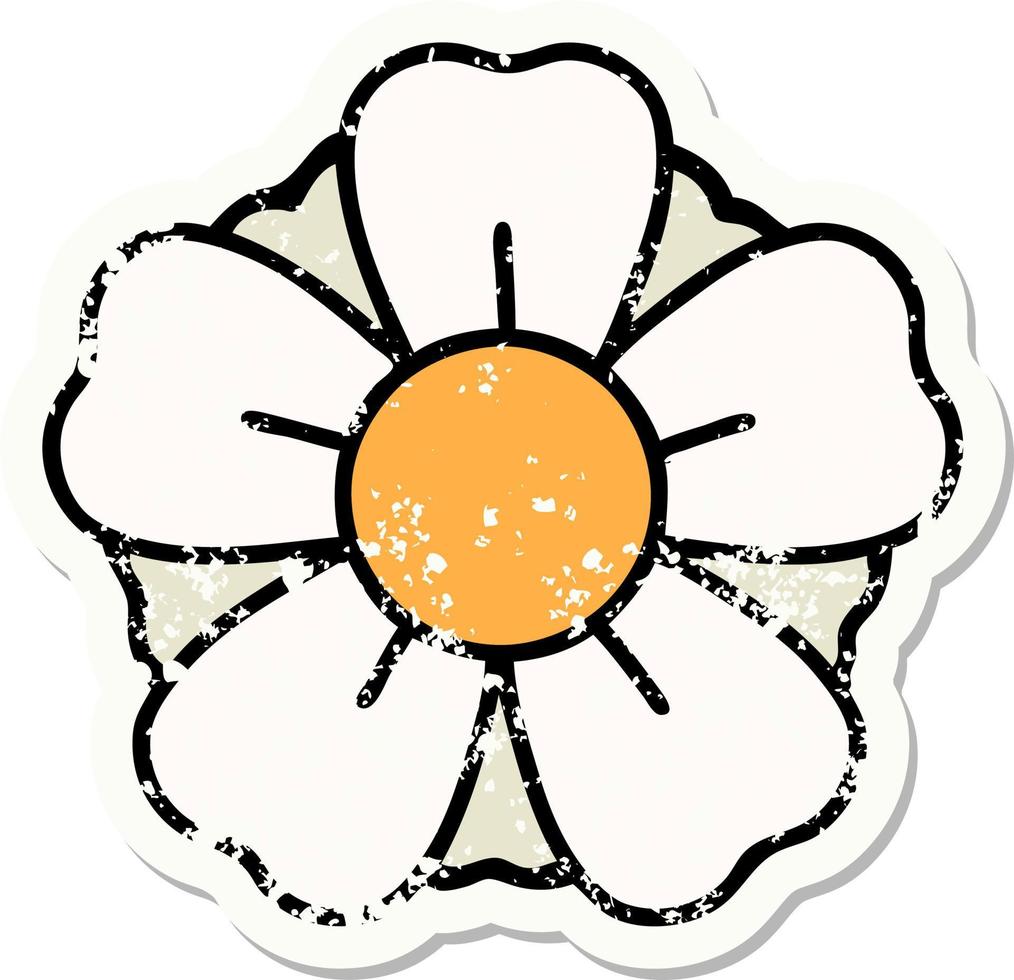 tatuagem de adesivo angustiado em estilo tradicional de uma flor vetor