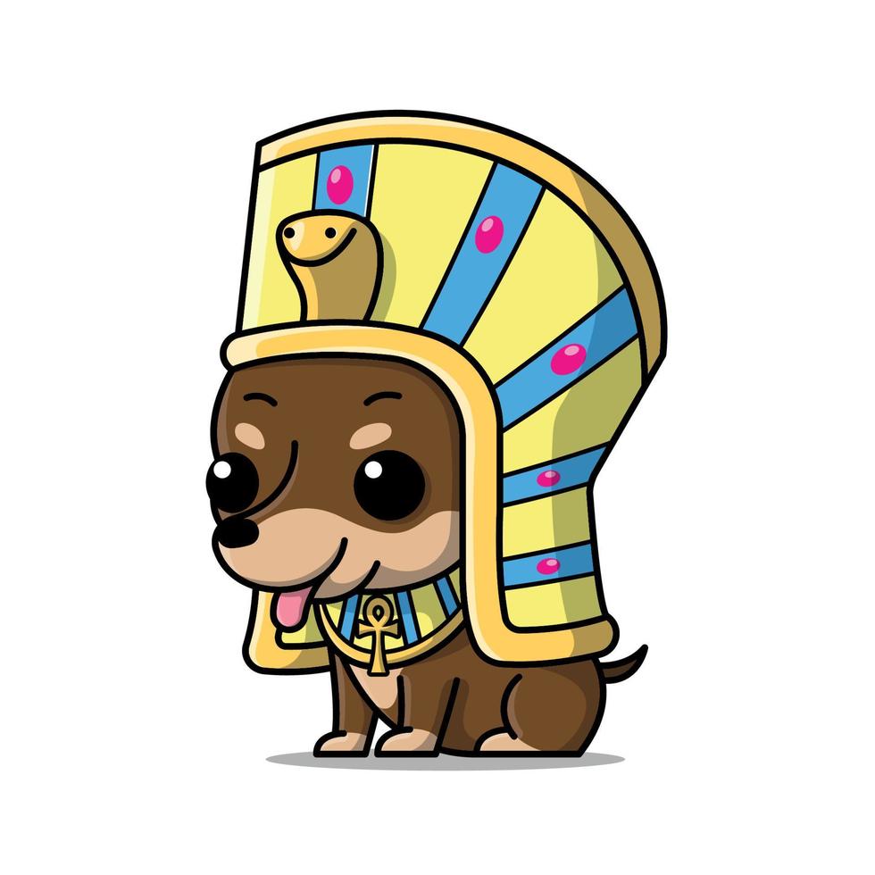 chihuahua bonito está vestindo ilustração de desenhos animados de fantasia de deus egípcio vetor