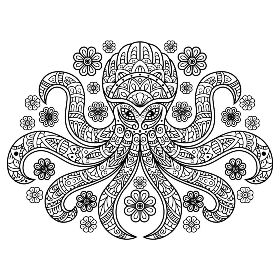 arte de linha kraken vetor