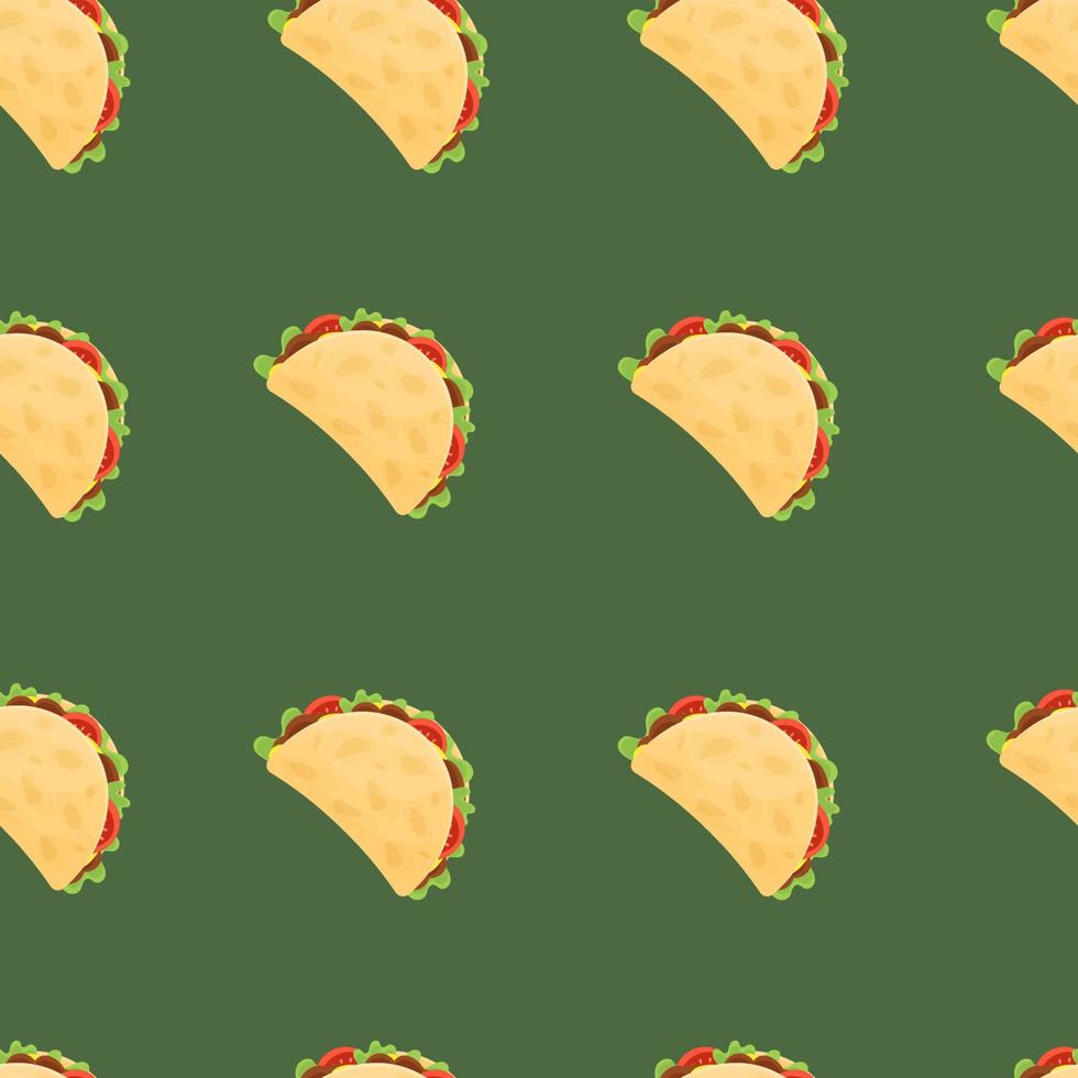 padrão sem emenda de taco. ilustração vetorial. padrão de comida mexicana. vetor