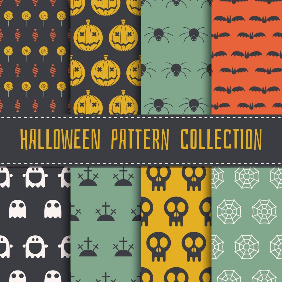 coleção de padrões sem costura de halloween vetor