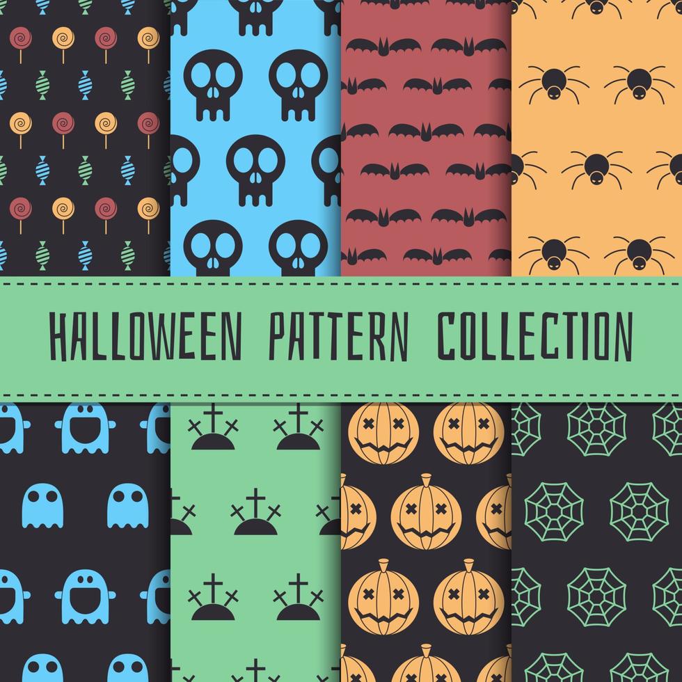 conjunto de padrões sem costura de halloween vetor