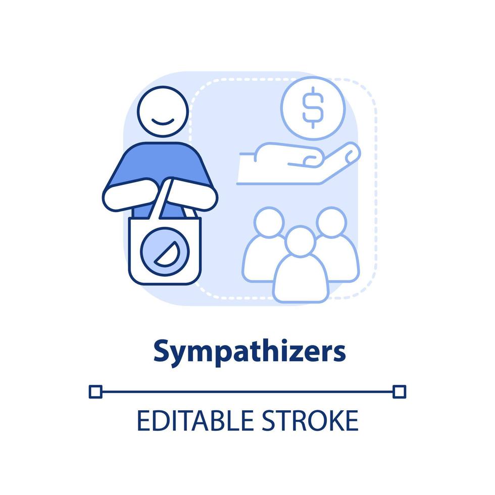 simpatizantes ícone de conceito azul claro. categoria de membros da cooperativa idéia abstrata ilustração de linha fina. voluntariado. desenho de contorno isolado. traço editável. vetor