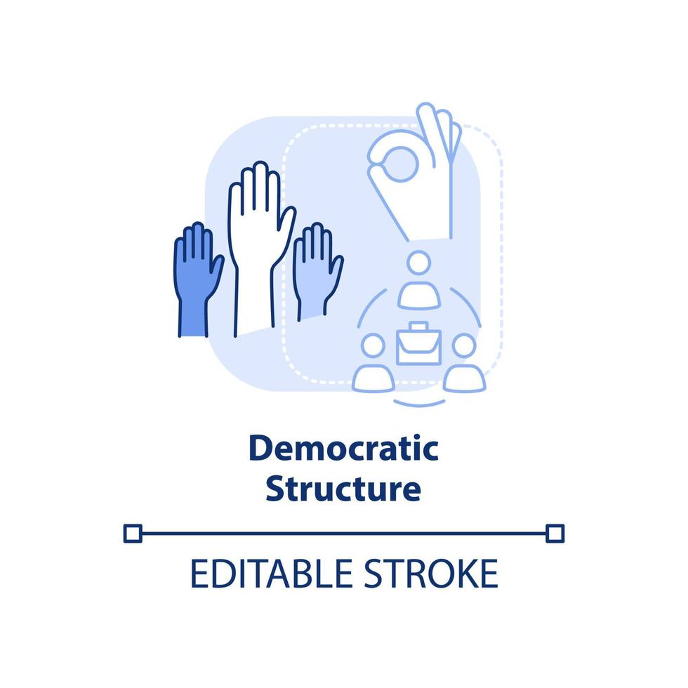 ícone de conceito azul claro de estrutura democrática. sociedade cooperativa vantagem idéia abstrata ilustração de linha fina. desenho de contorno isolado. traço editável. vetor