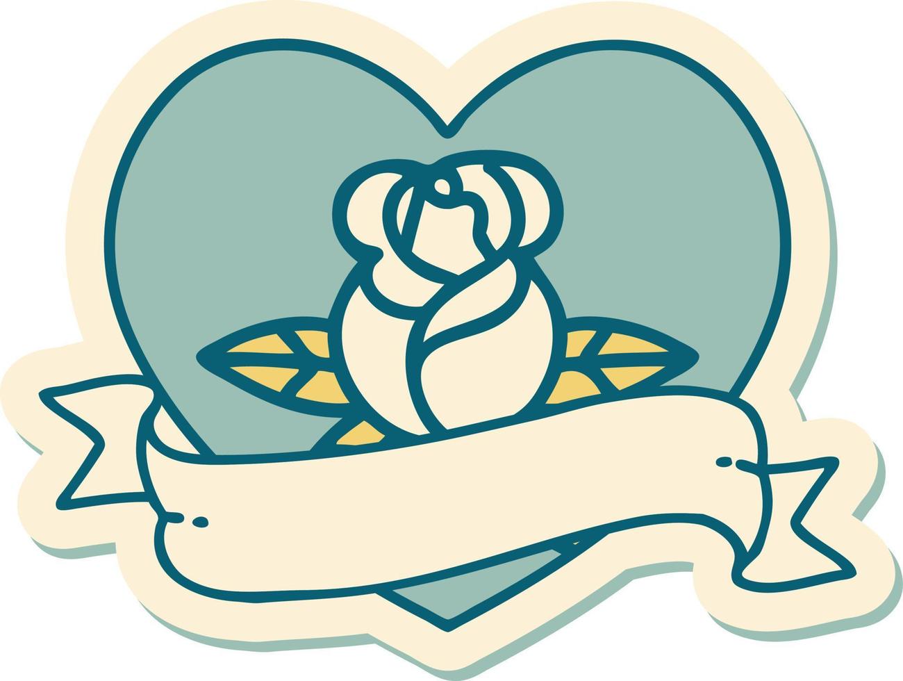 adesivo de tatuagem em estilo tradicional de um coração rosa e banner vetor