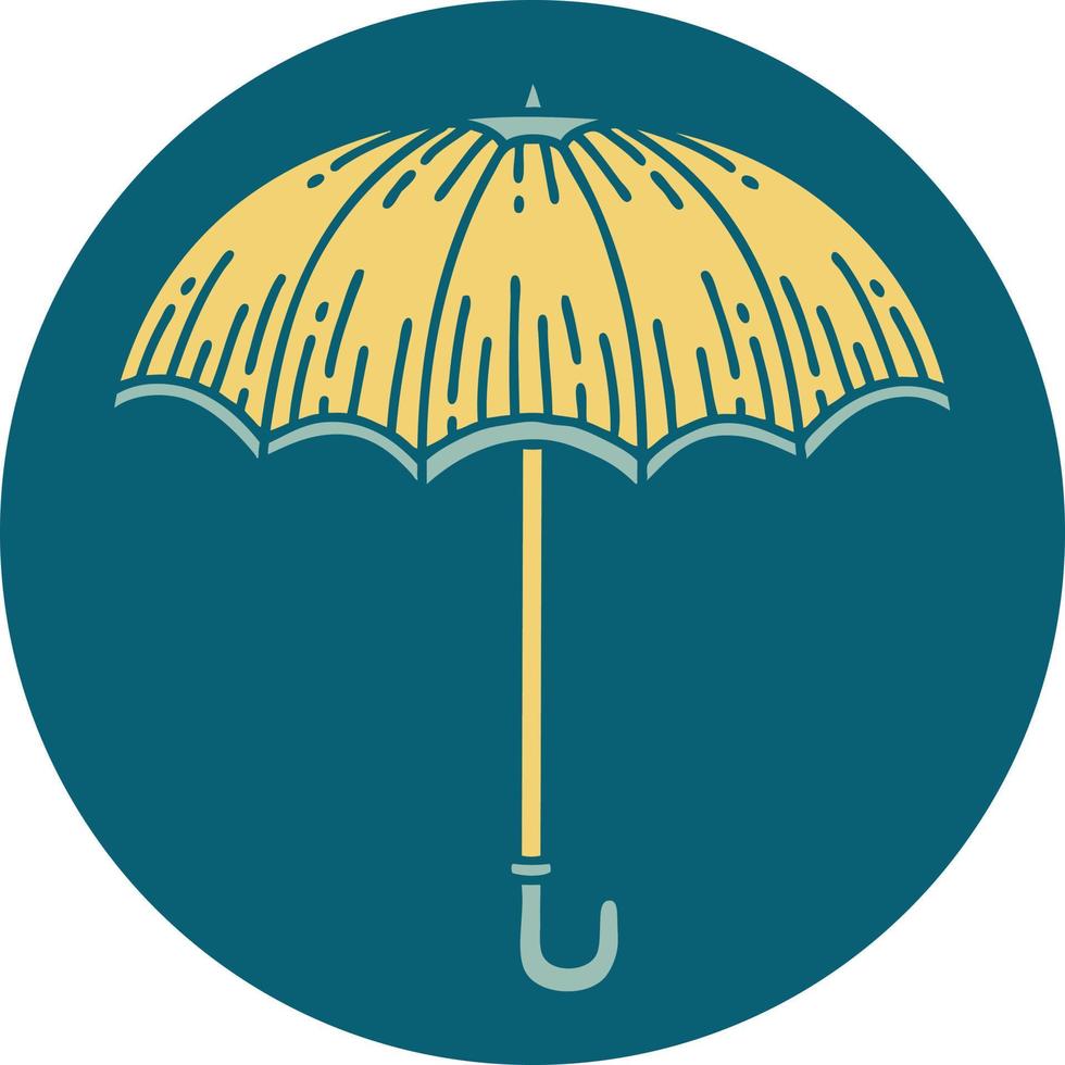 imagem de estilo de tatuagem icônica de um guarda-chuva vetor