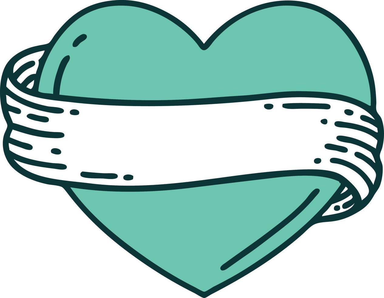 ícone de estilo de tatuagem de um coração e banner vetor