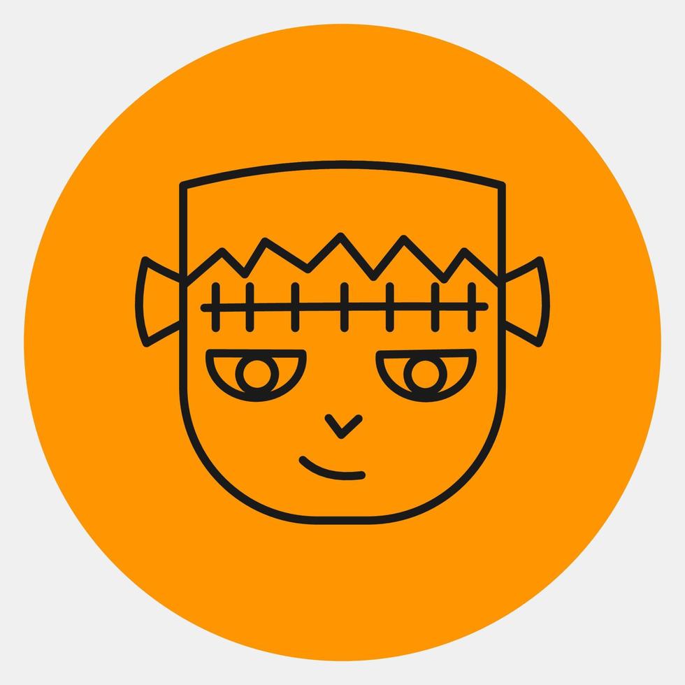 ícone frankenstein zombie.icon em estilo laranja. adequado para impressões, pôsteres, panfletos, decoração de festa, cartão de felicitações, etc. vetor