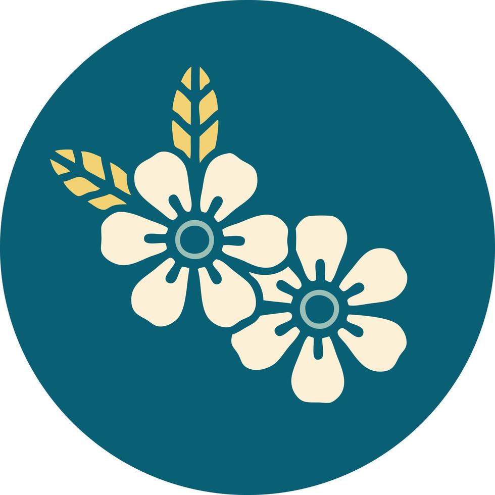 ícone de estilo de tatuagem de flores vetor