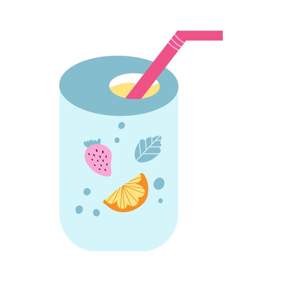 bebida carbonatada retrô, refrigerante enlatado em estilo simples de desenho animado. ilustração vetorial de refrigerantes não alcoólicos no estilo dos anos 90 vetor