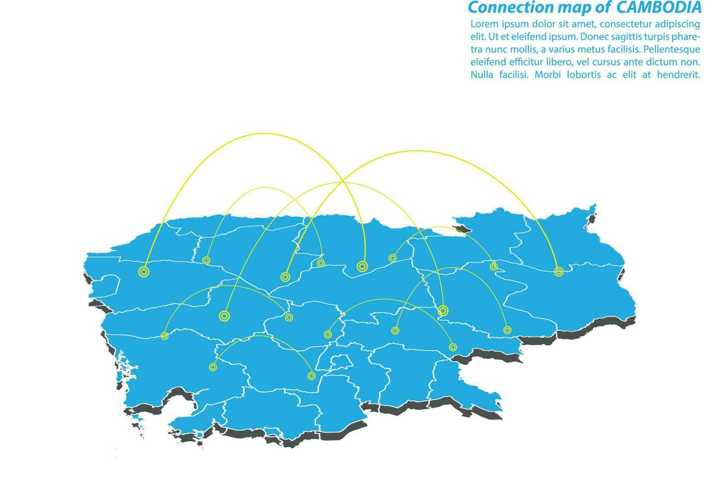 moderno do design de rede de conexões de mapa do camboja, melhor conceito de internet do negócio de mapa do camboja da série de conceitos, ponto de mapa e composição de linha. mapa infográfico. ilustração vetorial. vetor