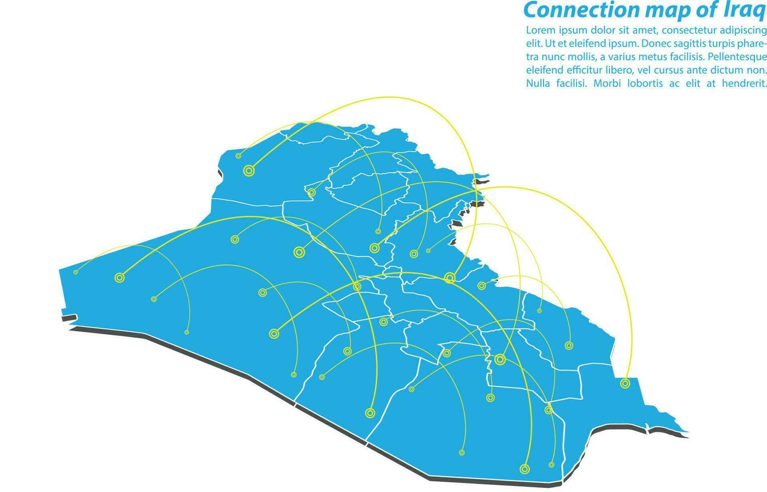 moderno do design de rede de conexões de mapa do iraque, melhor conceito de internet do negócio de mapa do iraque da série de conceitos, ponto de mapa e composição de linha. mapa infográfico. ilustração vetorial. vetor