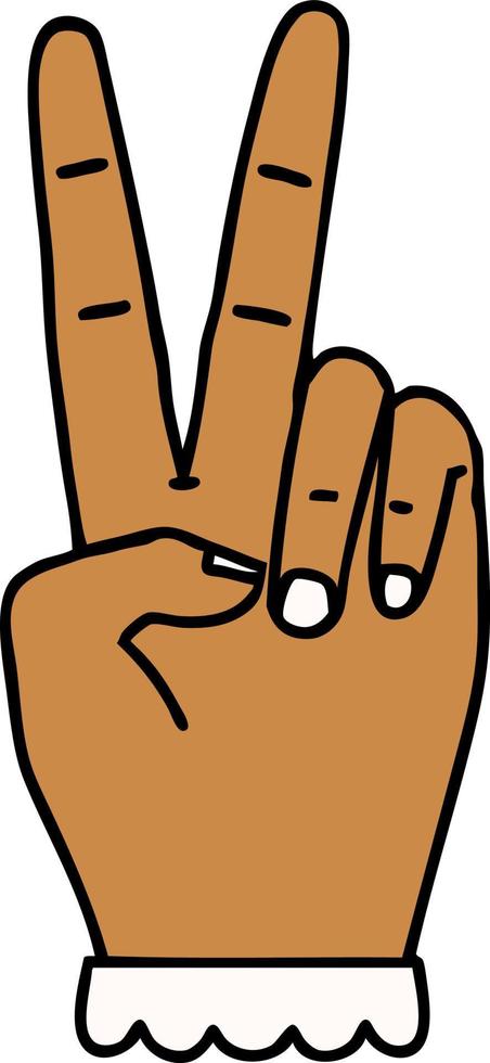 estilo de tatuagem retrô símbolo de paz gesto de mão com dois dedos vetor