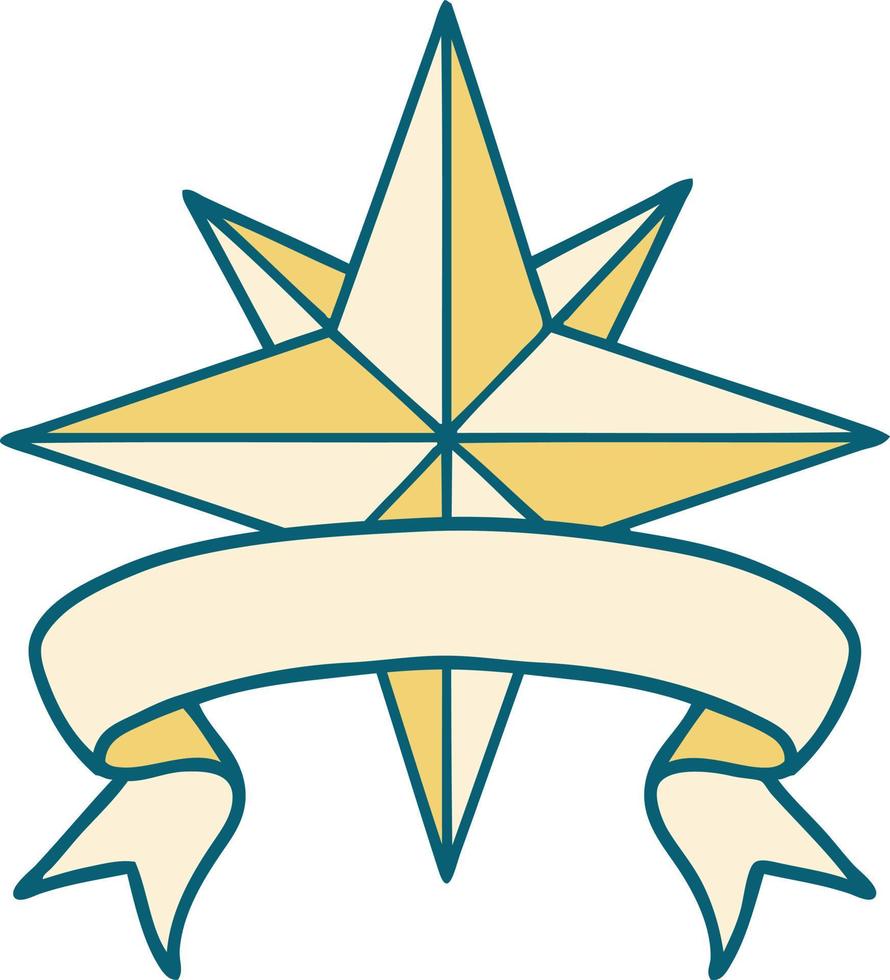 tatuagem tradicional com bandeira de uma estrela vetor