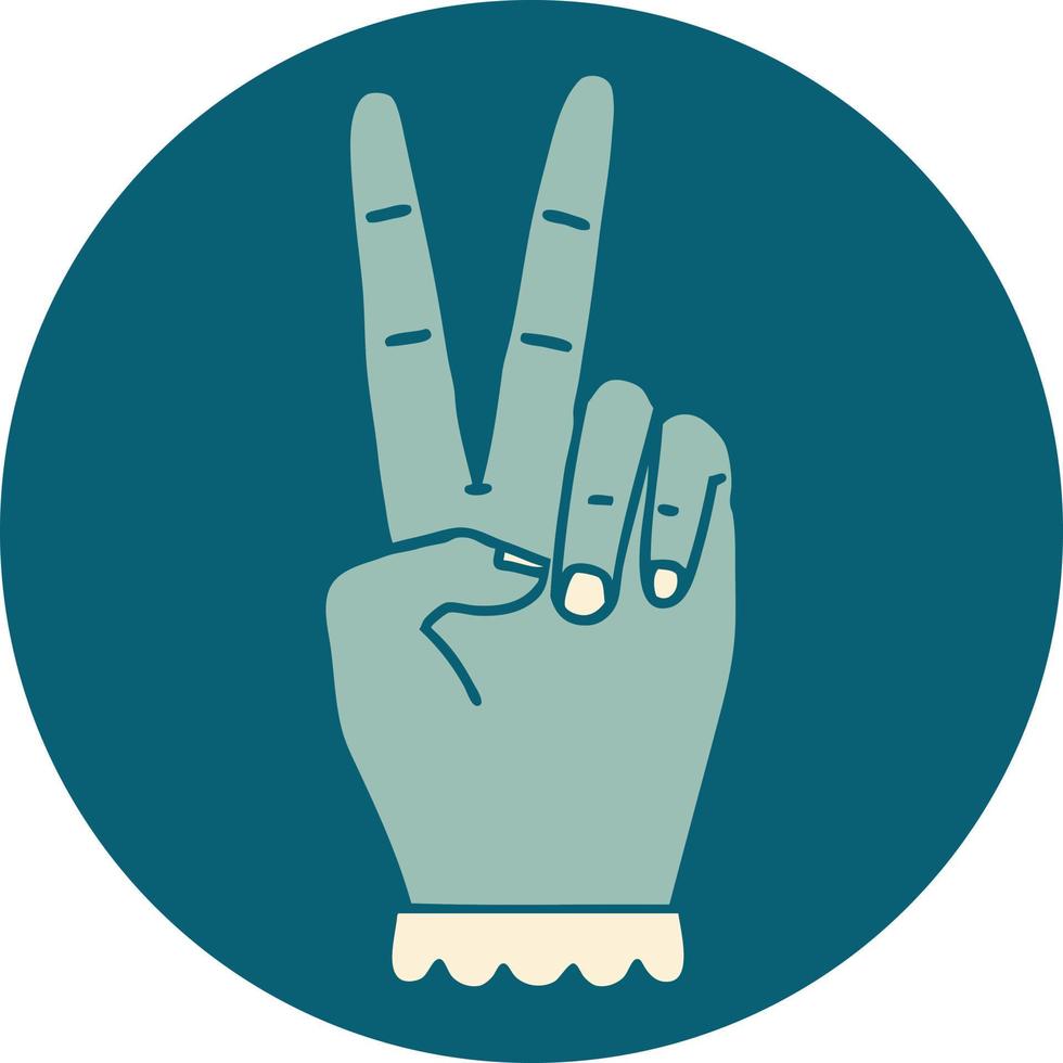 símbolo de paz ícone de gesto de mão com dois dedos vetor