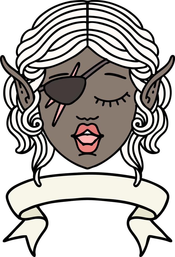rosto de personagem desonesto elfo com ilustração de banner vetor