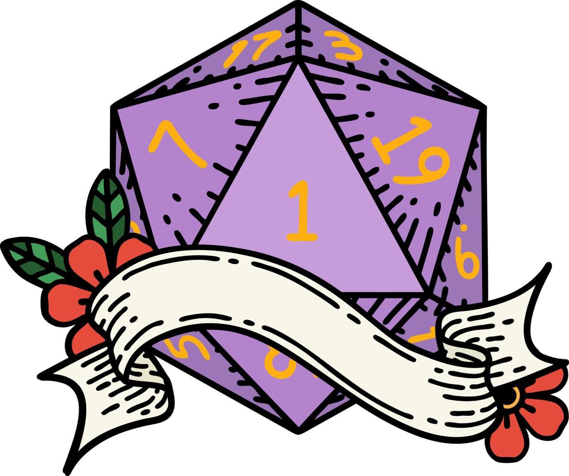 ilustração de rolagem de dados natural de um d20 vetor