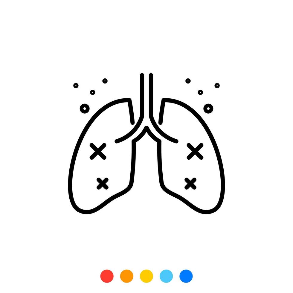 ícone de pulmão danificado ou infectado, vetor. vetor