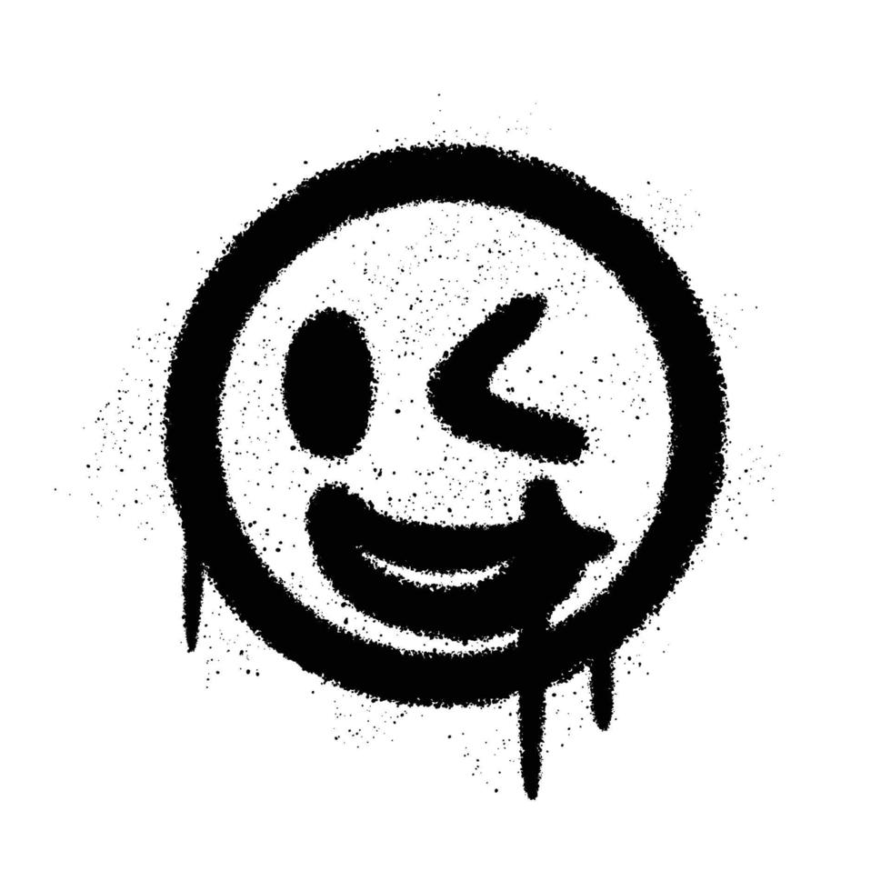 ilustração em vetor isolado de emoticon feliz de tinta spray de grafite