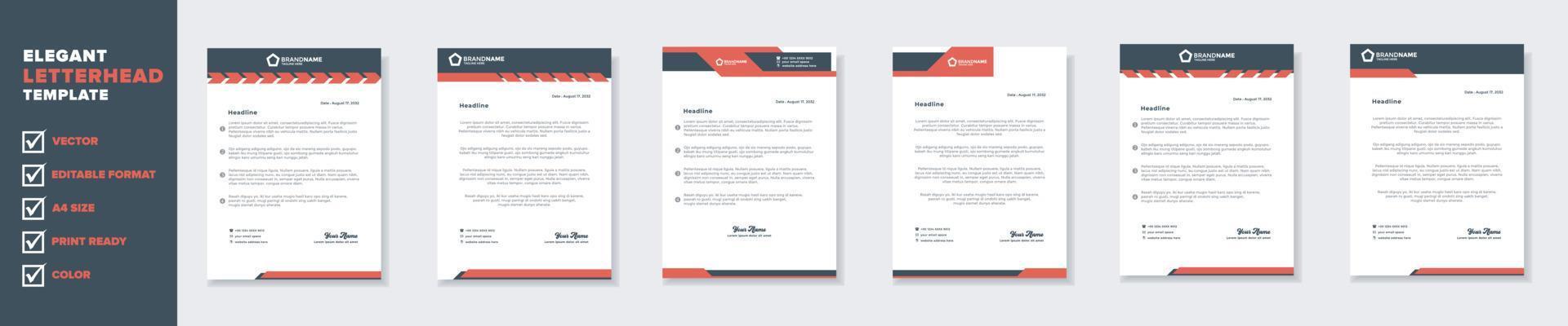 conjunto de modelo de papel timbrado moderno para design de papelaria todas as empresas corporativas de negócios. formato vetorial editável a4. para download. vetor