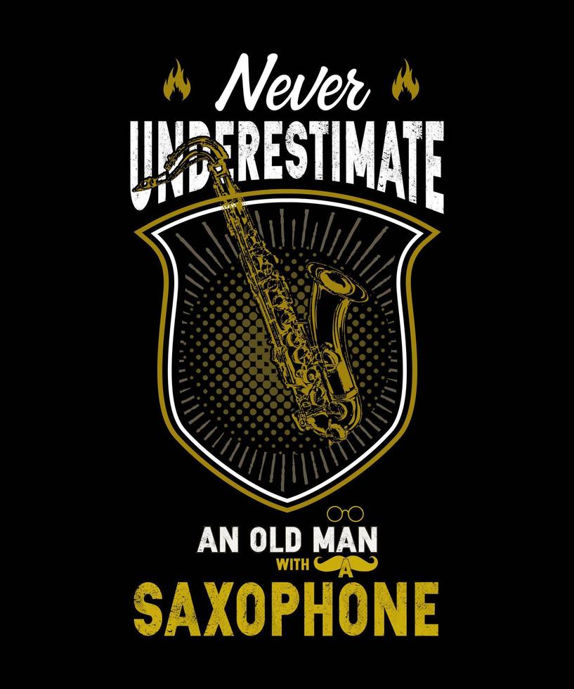 nunca subestime um velho com uma camiseta de saxofone vetor