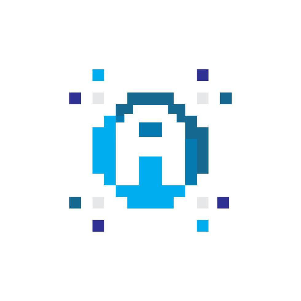 logotipo de pixel, logotipo de tecnologia, um ícone inicial vetor